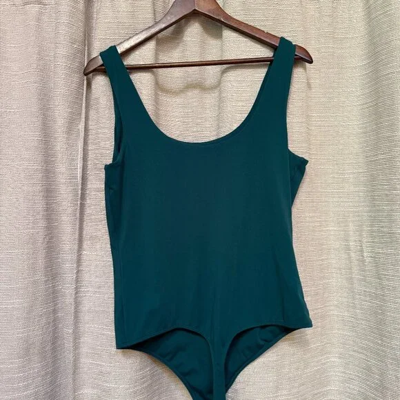 Express Green/Teal Scoop Neck Bodysuit - Size Large - Picture 3 of 3